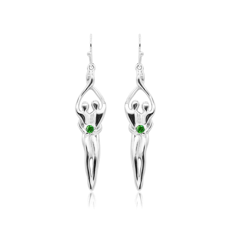 Pendientes medianos Soulmate, 1 ½" por 5/16", plata de ley genuina .925, alambre para oreja, circonita cúbica de rubí