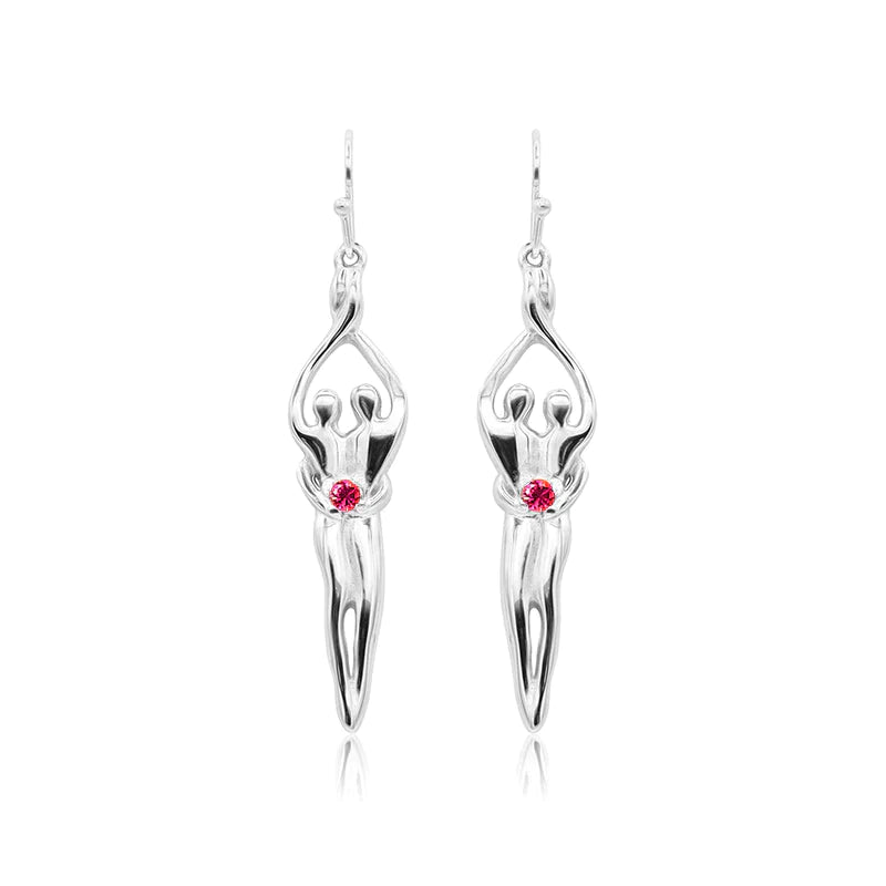 Pendientes medianos Soulmate, 1 ½" por 5/16", plata de ley genuina .925, alambre para oreja, circonita cúbica de zafiro