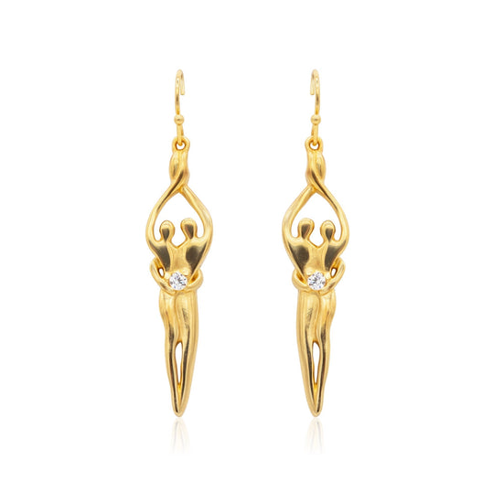Signature Soulmate Earrings Gold with Clear CZ Stone