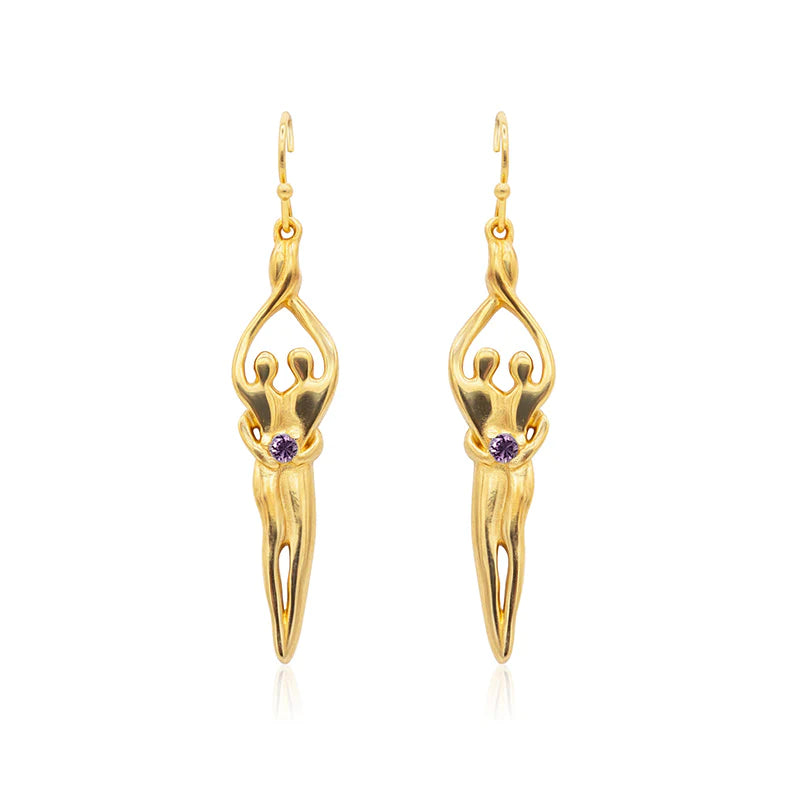 Aretes medianos Soulmate, 1 ½" por 5/16", plata de ley genuina .925 con 14kt. Recubrimiento de oro, alambre para oreja, circonita cúbica transparente