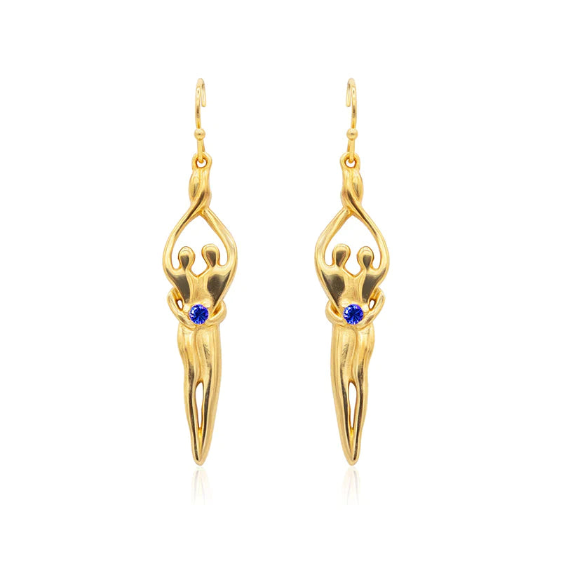 Aretes medianos Soulmate, 1 ½" por 5/16", plata de ley genuina .925 con 14kt. Recubrimiento de oro, alambre para oreja, circonita cúbica de rubí