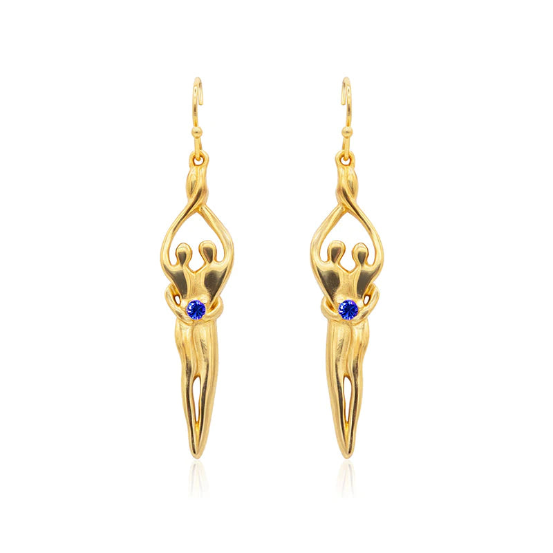 Aretes medianos Soulmate, 1 ½" por 5/16", plata de ley genuina .925 con 14kt. Recubrimiento de oro, alambre para oreja, circonita cúbica transparente