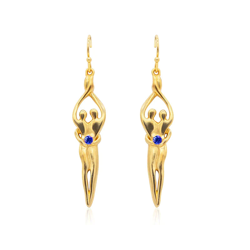 Aretes medianos Soulmate, 1 ½" por 5/16", plata de ley genuina .925 con 14kt. Recubrimiento de oro, alambre para oreja, circonita cúbica amatista