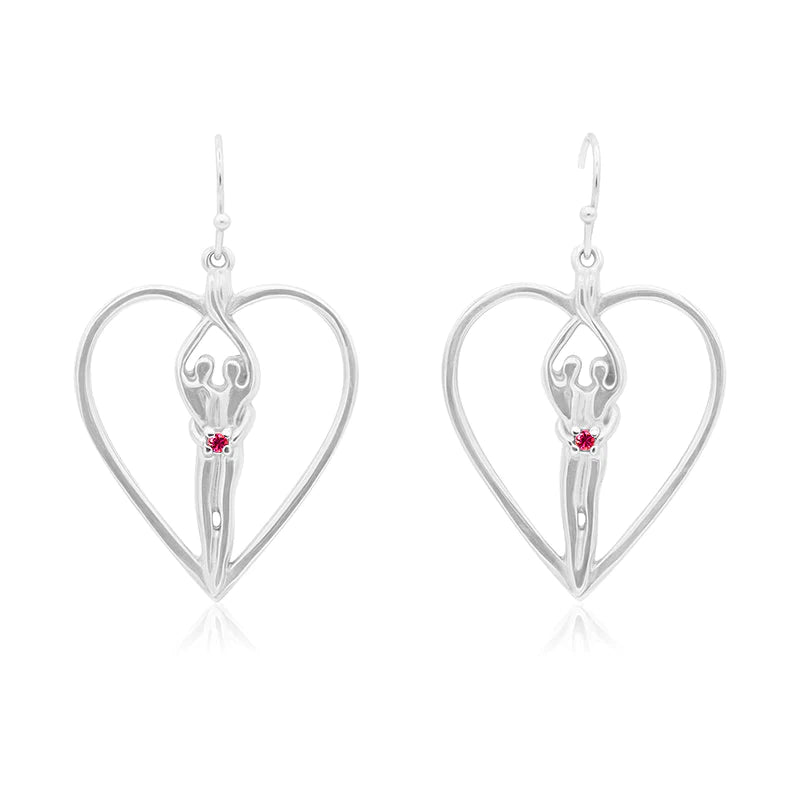 Load image into Gallery viewer, Soulmate Heart Earrings, 1&amp;quot; by ¾&amp;quot;, .925 Genuine Sterling Silver, Ear Wire, Clear Cubic Zirconia

