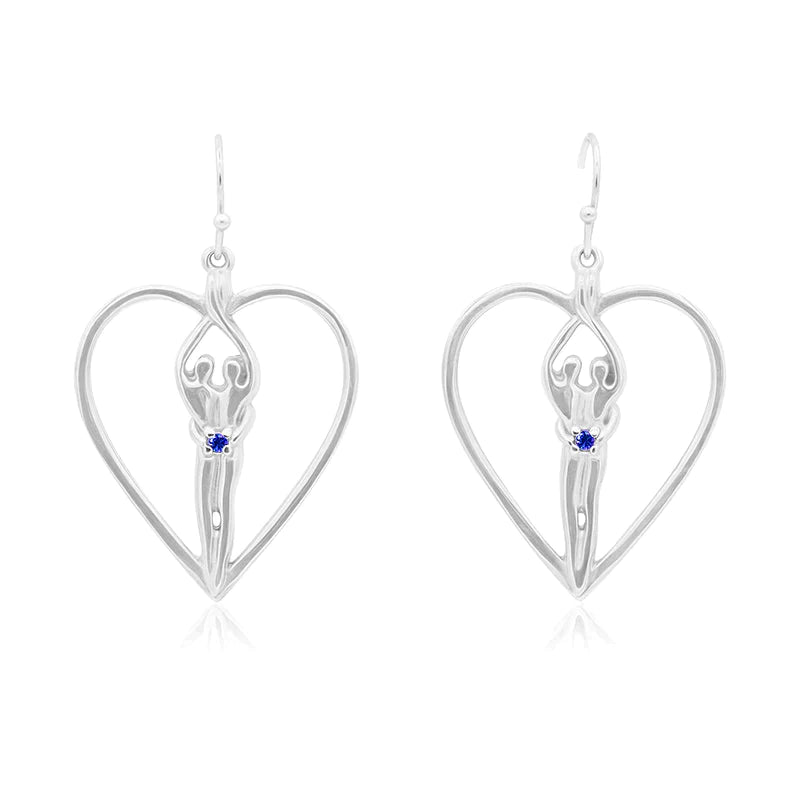 Pendientes de corazón Soulmate, 1" por ¾", plata de ley genuina .925, alambre para oreja, circonita cúbica de rubí