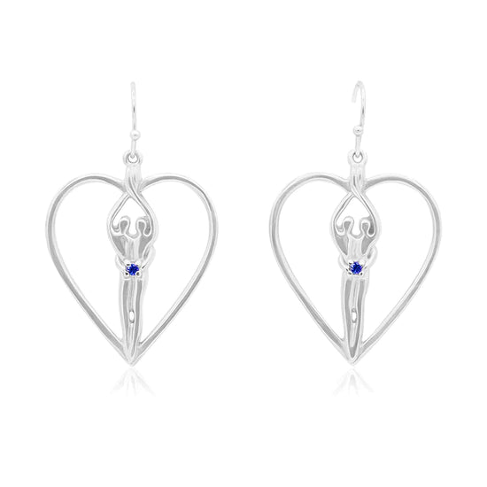 Pendientes de corazón Soulmate, 1" por ¾", plata de ley genuina .925, alambre para oreja, circonita cúbica de rubí