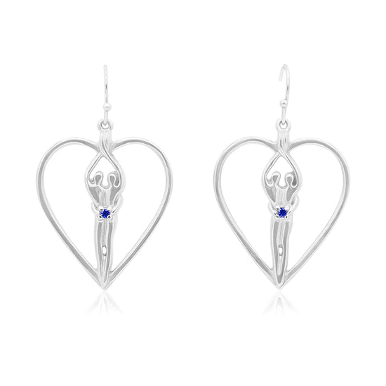 Pendientes de corazón Soulmate, 1" por ¾", plata de ley genuina .925, alambre para oreja, circonita cúbica transparente