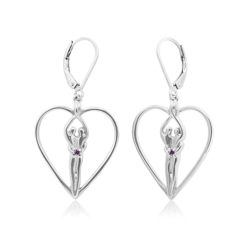 Symbol of Love Jewelry Box with Soulmate Heart Earrings   Amethyst