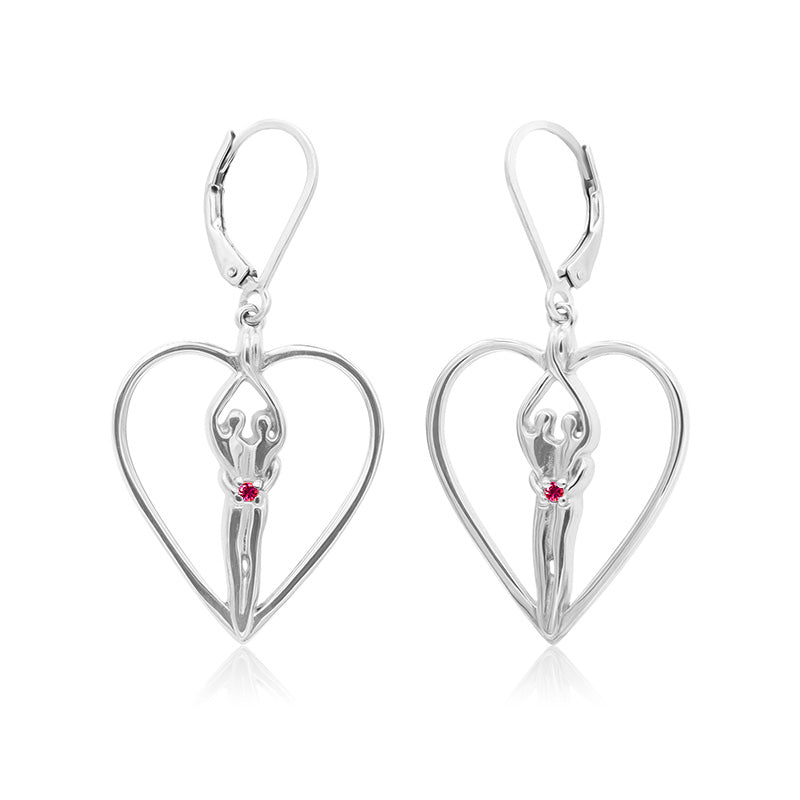 Symbol of Love Jewelry Box with Soulmate Heart Earrings Ruby