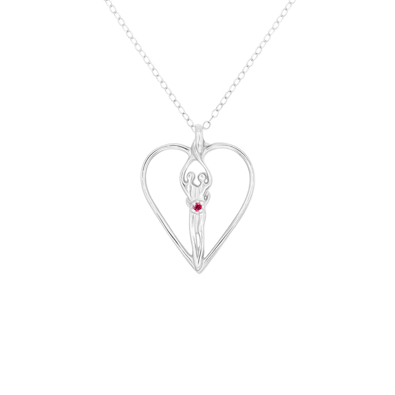 Collar mediano con forma de corazón de alma gemela, plata de ley auténtica .925, cadena de 18", dije de 1 ¼" por ¾", circonita cúbica transparente