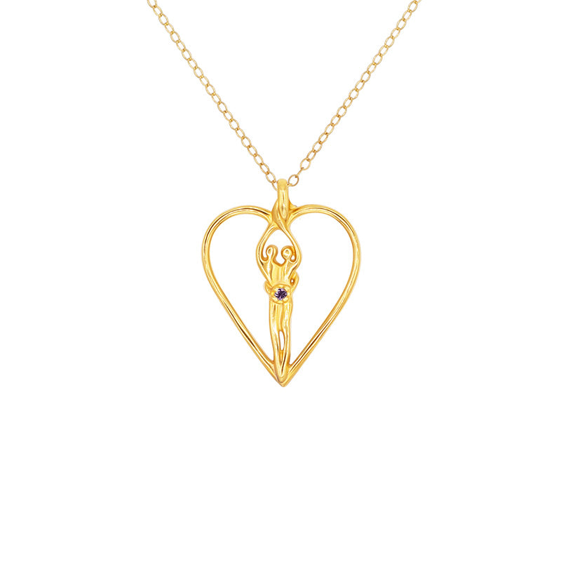 Symbol of Love Jewelry Box with Soulmate Heart Necklace Amethyst