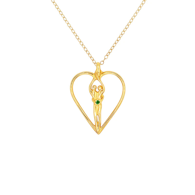 Medium Soulmate Heart Necklace, .925 Genuine Sterling Silver with 14kt. Gold Overlay, 18" Chain, Charm 1 ¼" by ¾", Clear Cubic Zirconia