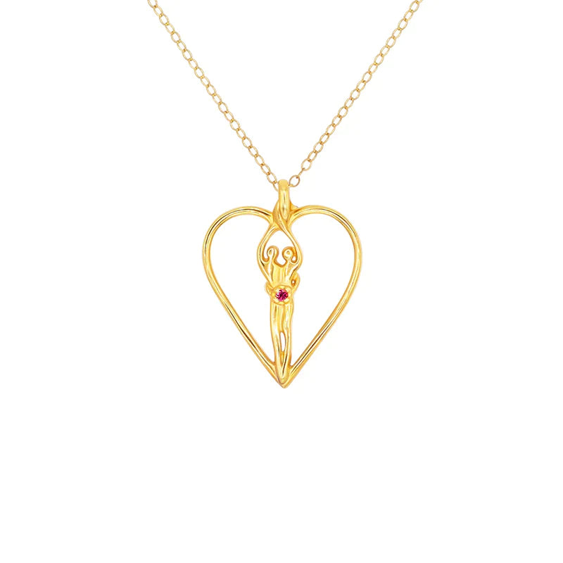 Load image into Gallery viewer, Medium Soulmate Heart Necklace, .925 Genuine Sterling Silver with 14kt. Gold Overlay, 18&amp;quot; Chain, Charm 1 ¼&amp;quot; by ¾&amp;quot;, Sapphire Cubic Zirconia
