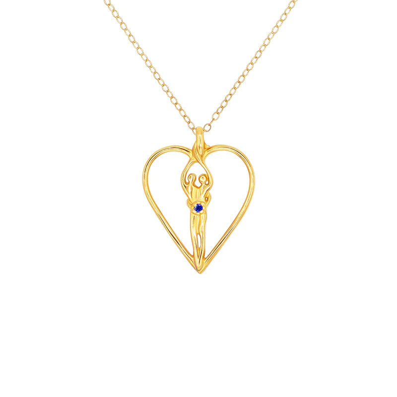 Medium Soulmate Heart Necklace, .925 Genuine Sterling Silver with 14kt. Gold Overlay, 18" Chain, Charm 1 ¼" by ¾", Clear Cubic Zirconia