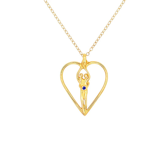 Collar mediano con forma de corazón de alma gemela, plata de ley auténtica .925 con circonita cúbica de 14kt. Recubrimiento de oro, cadena de 18", dije de 1 ¼" por ¾", circonita cúbica amatista