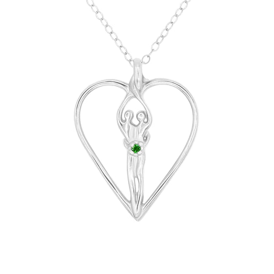 Load image into Gallery viewer, Large Soulmate Heart Necklace, .925 Genuine Sterling Silver, 18&amp;quot; Chain, Charm 1 ½&amp;quot; by 1 ¼&amp;quot;, Clear Cubic Zirconia
