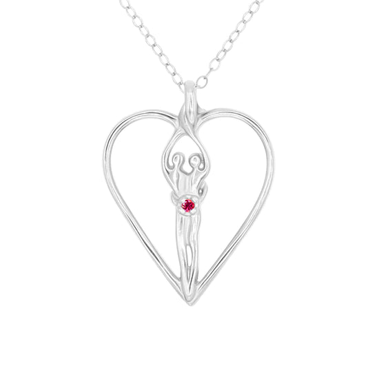 Large Soulmate Heart Necklace, .925 Genuine Sterling Silver, 18" Chain, Charm 1 ½" by 1 ¼", Clear Cubic Zirconia