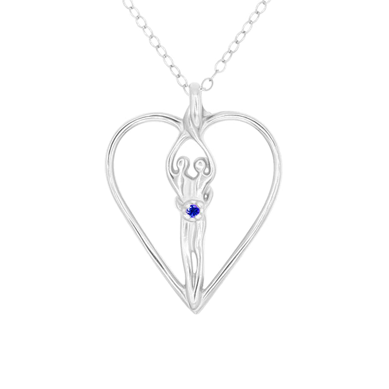 Large Soulmate Heart Necklace, .925 Genuine Sterling Silver, 18" Chain, Charm 1 ½" by 1 ¼", Clear Cubic Zirconia