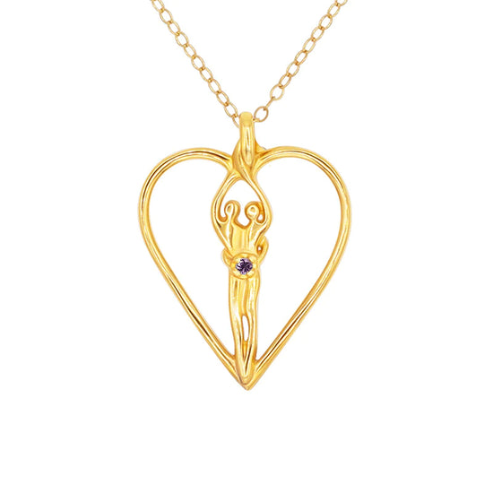 Large Soulmate Heart Necklace, .925 Genuine Sterling Silver with 14kt. Gold overlay, 18" Chain, Charm 1 ½" by 1 ¼", Clear Cubic Zirconia