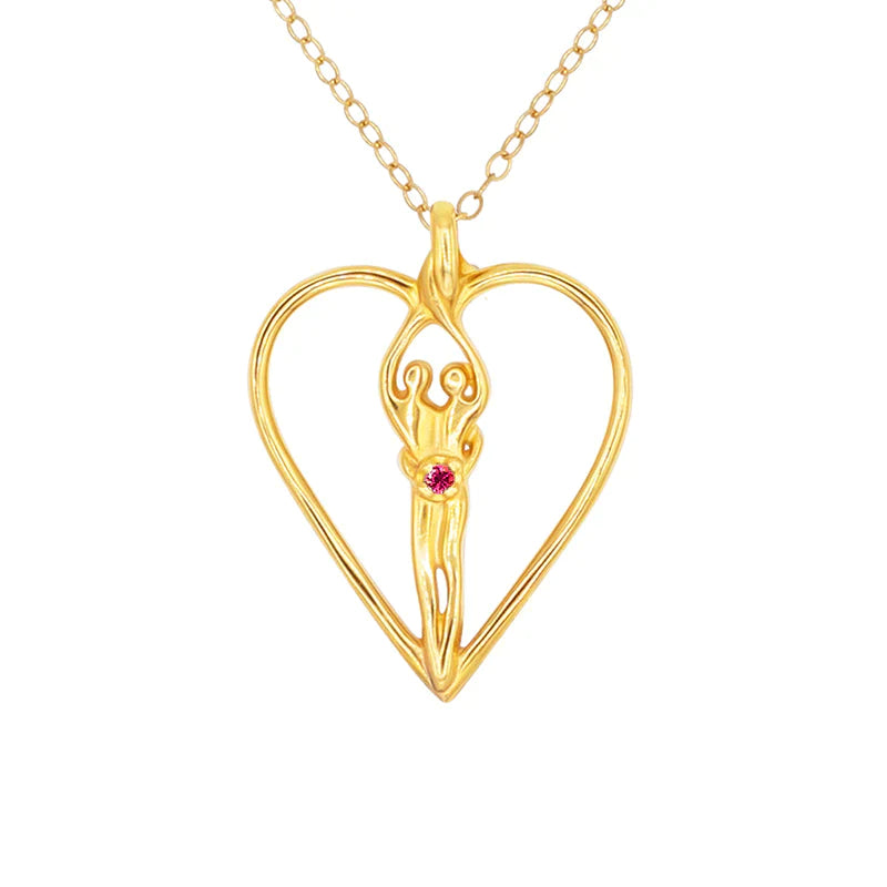 Large Soulmate Heart Necklace, .925 Genuine Sterling Silver with 14kt. Gold overlay, 18" Chain, Charm 1 ½" by 1 ¼", Sapphire Cubic Zirconia