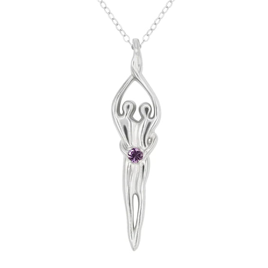 Large Soulmate Necklace, .925 Genuine Sterling Silver, 18" Chain, Charm 1 ¼" by 7/16", Sapphire Cubic Zirconia