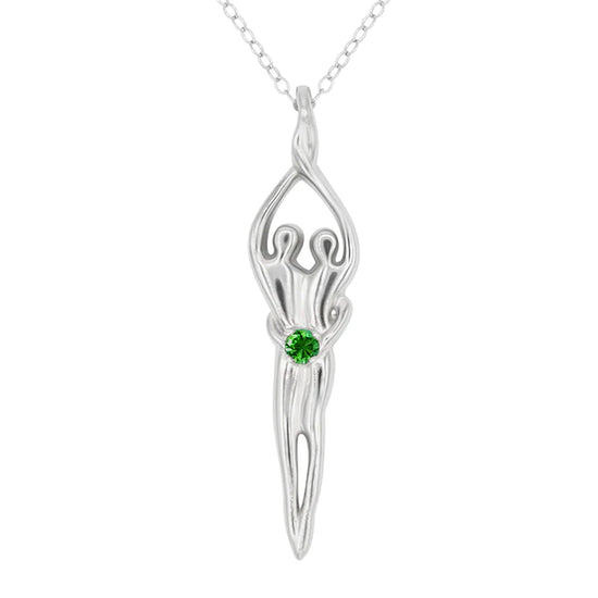 Large Soulmate Necklace, .925 Genuine Sterling Silver, 18" Chain, Charm 1 ¼" by 7/16", Clear Cubic Zirconia