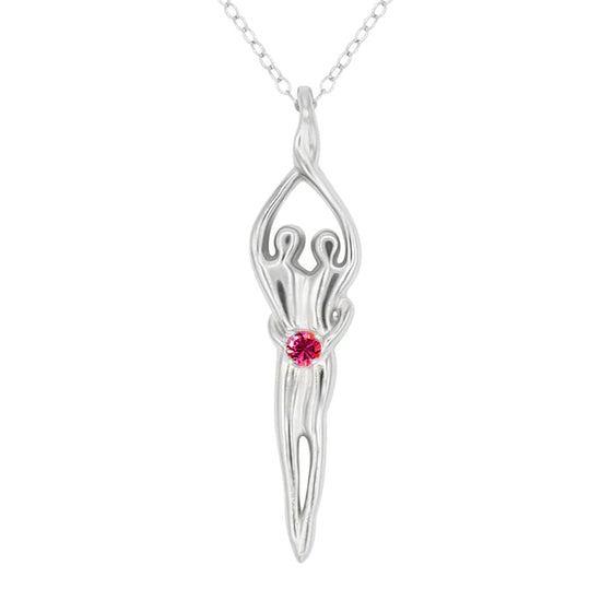 Large Soulmate Necklace, .925 Genuine Sterling Silver, 18" Chain, Charm 1 ¼" by 7/16", Sapphire Cubic Zirconia
