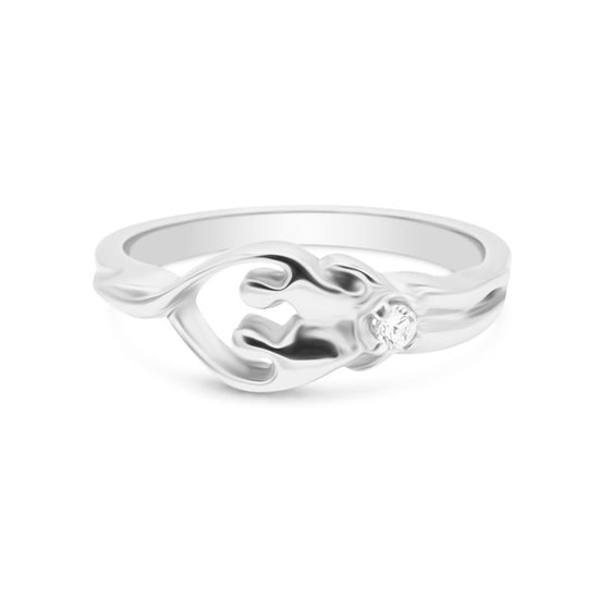 Silver Soulmate Ring with a Clear CZ Gem in soulmate design 