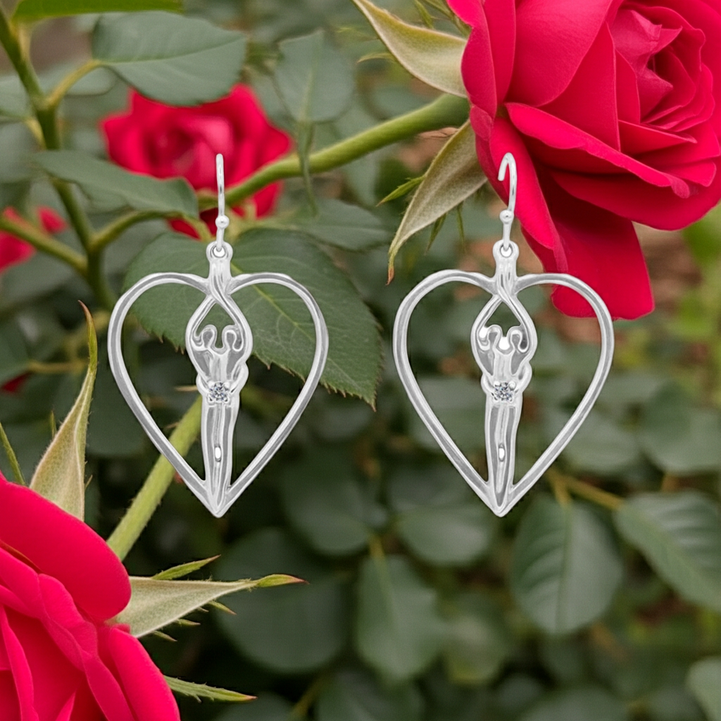Aretes de corazón de Soulmate de Plata Esterlina 