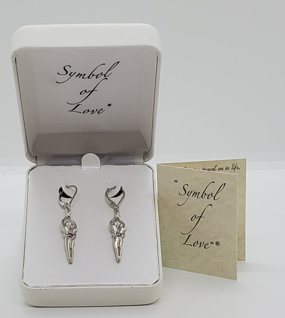 Symbol of Love Brand, Soulmate Earrings, .925 Genuine Sterling Silver, Lever Back