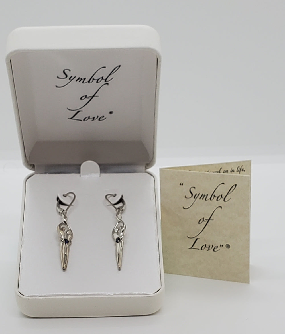 Symbol of Love Brand, Soulmate Earrings, .925 Genuine Sterling Silver, Lever Back