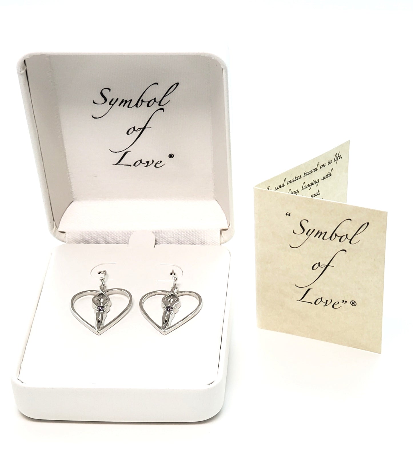 Symbol of Love, Soulmate Heart Earrings, 925 Genuine Sterling Silver