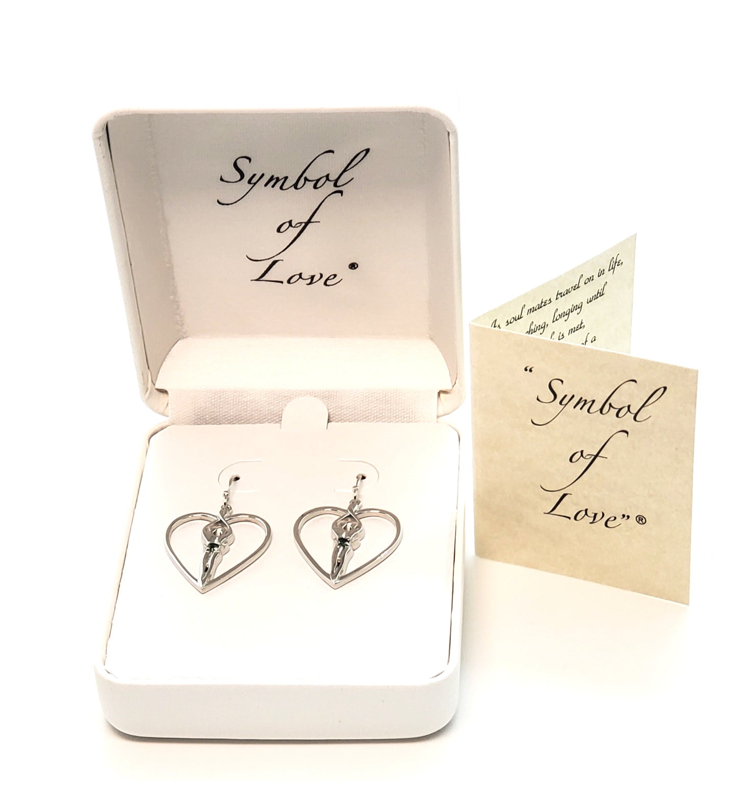 Symbol of Love, Soulmate Heart Earrings, 925 Genuine Sterling Silver