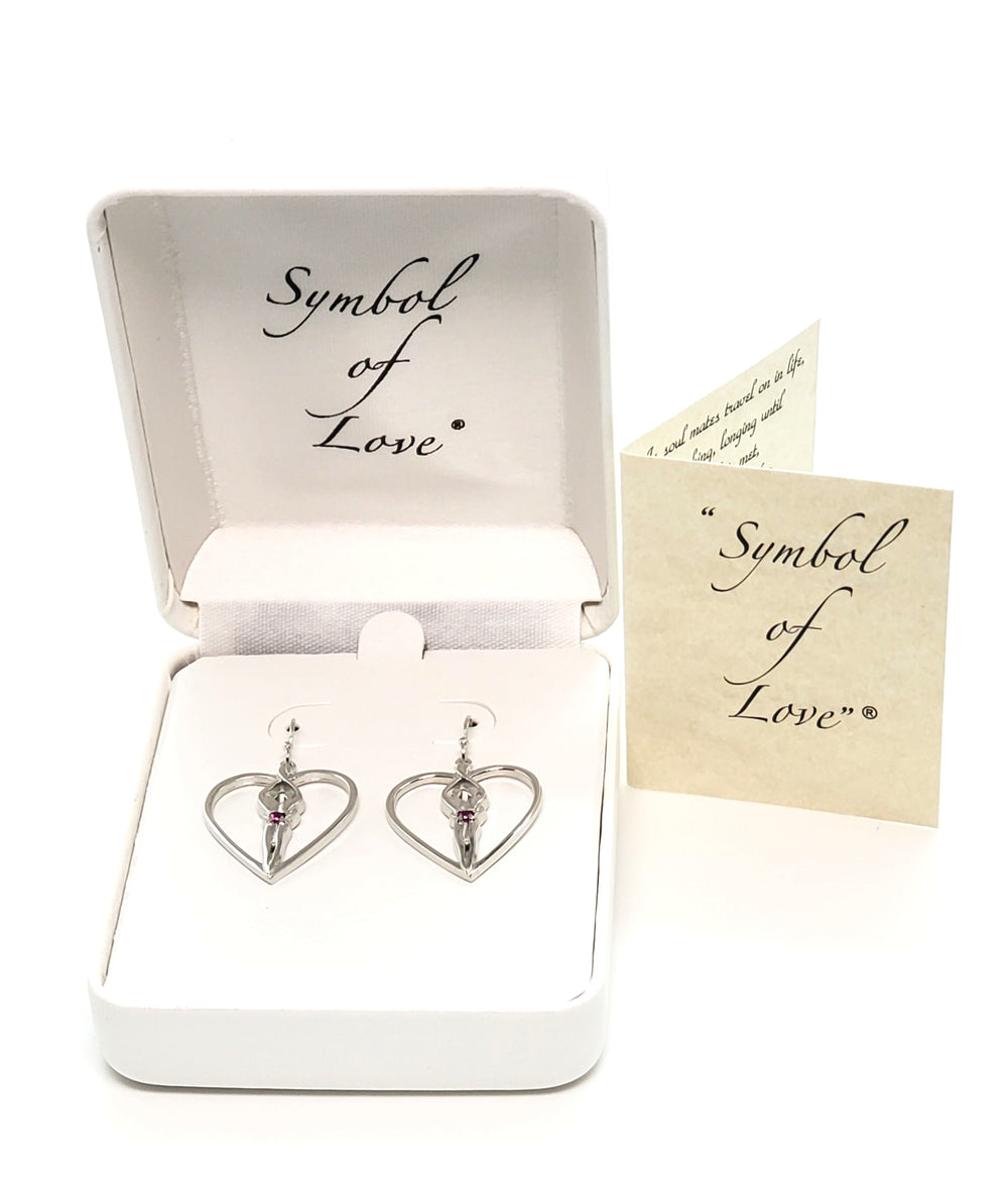 Symbol of Love, Soulmate Heart Earrings, 925 Genuine Sterling Silver