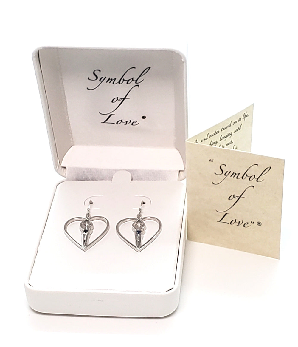 Symbol of Love, Soulmate Heart Earrings, 925 Genuine Sterling Silver