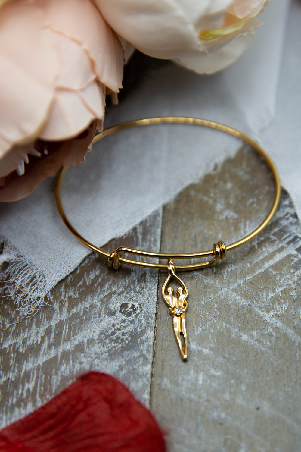Symbol of Love Brand, Soulmate Double Adjustable Bangle, 925 Sterling Silver