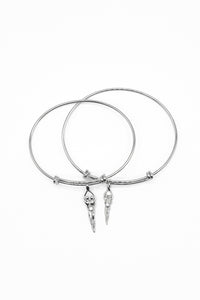 Symbol of Love Brand, Soulmate Double Adjustable Bangle, 925 Sterling Silver