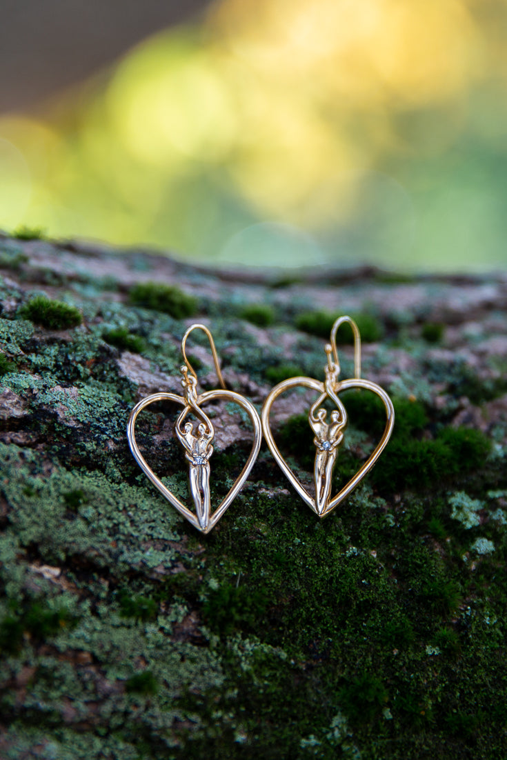 Symbol of Love, Soulmate Heart Earrings, 925 Genuine Sterling Silver