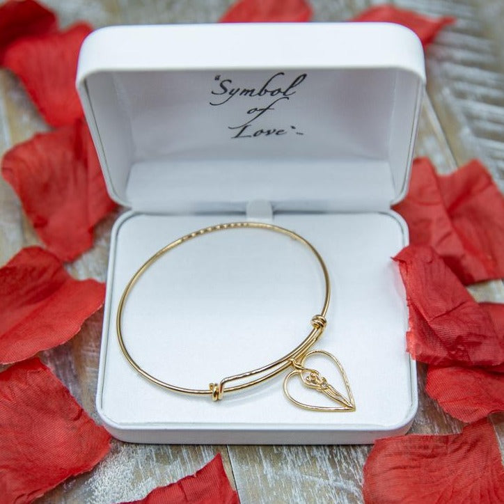 Symbol of Love Brand, Soulmate Double Adjustable Heart Bangle, 925 Sterling Silver