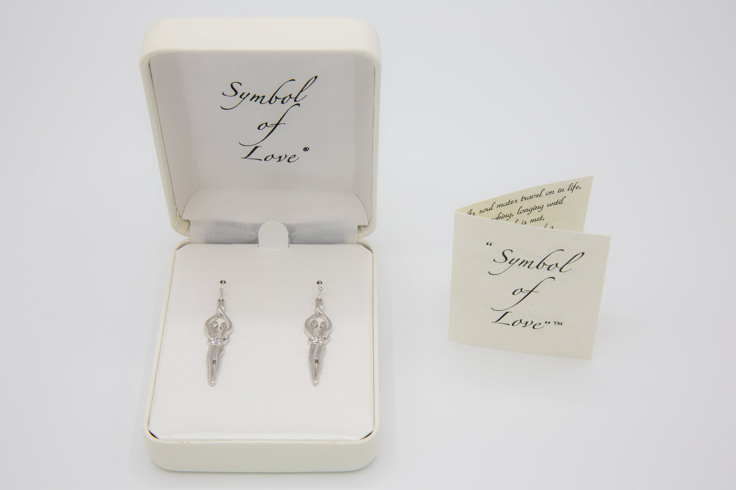 Symbol of Love Brand, Soulmate Earrings, .925 Genuine Sterling Silver, Ear Wire