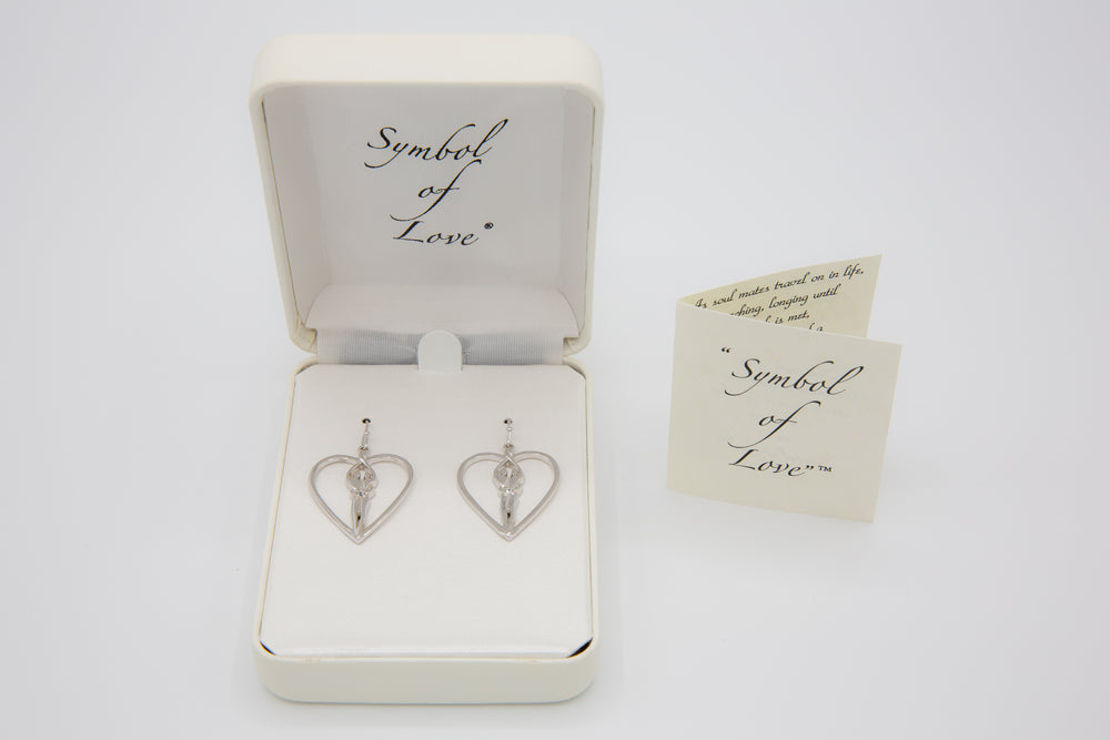 Symbol of Love, Soulmate Heart Earrings, 925 Genuine Sterling Silver