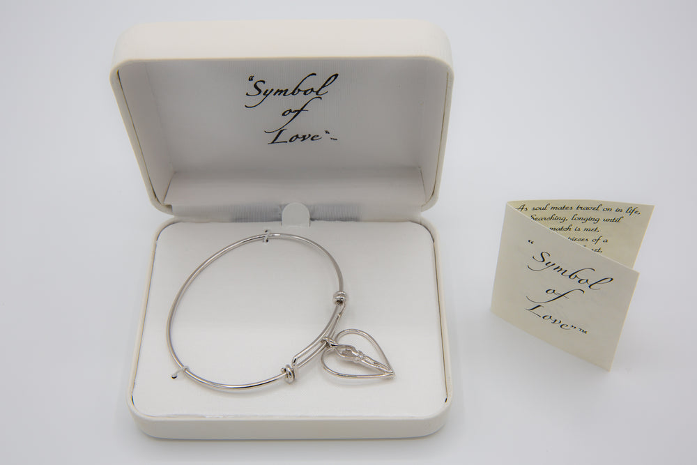 Symbol of Love Brand, Soulmate Double Adjustable Heart Bangle, 925 Sterling Silver